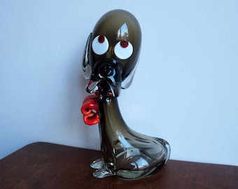1970&#39;s Murano Smoked Glass Basset Hound Dog Large Figure