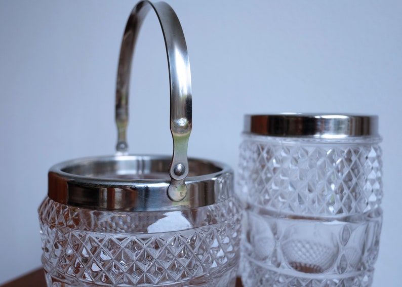 1950's Val Saint Lambert Crystal Glass Cocktail Shaker and Matching Ice Bucket image 7