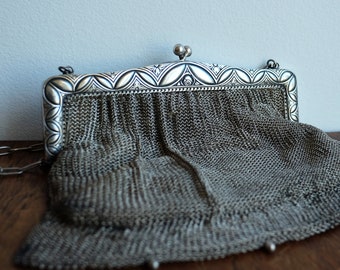 1920's Alpacca Silver Mesh Clutch Bag