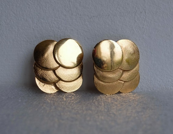 1980's Paco Rabanne Gilded Clip on Earrings