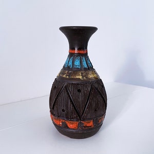 1960&#39;s Mid Century Dark Brown Ceramic Bitossi Vase designed by Aldo Londi