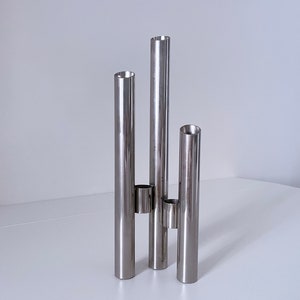 1970's Italian Space Age Asymmetrical Stainless Steel Vase and