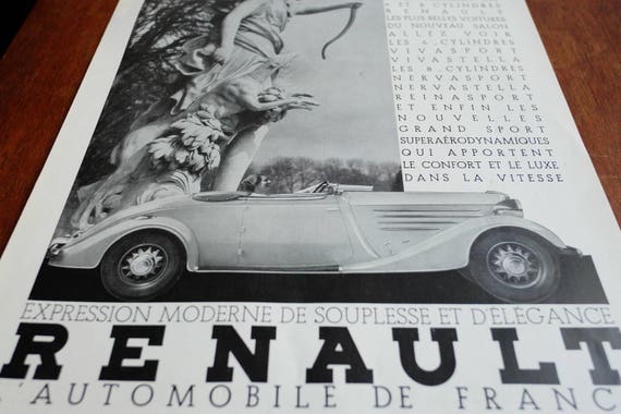 Renault 1930年代ヴィンテージ広告 ルノー 1930 年代オリジナルポスター - フランスのイラスト雑誌