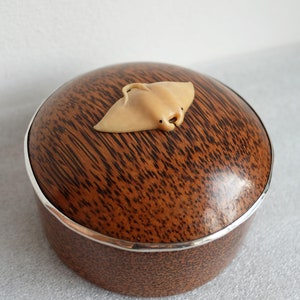 Vintage Bayong Wood and Silver Stingray Trinket Box