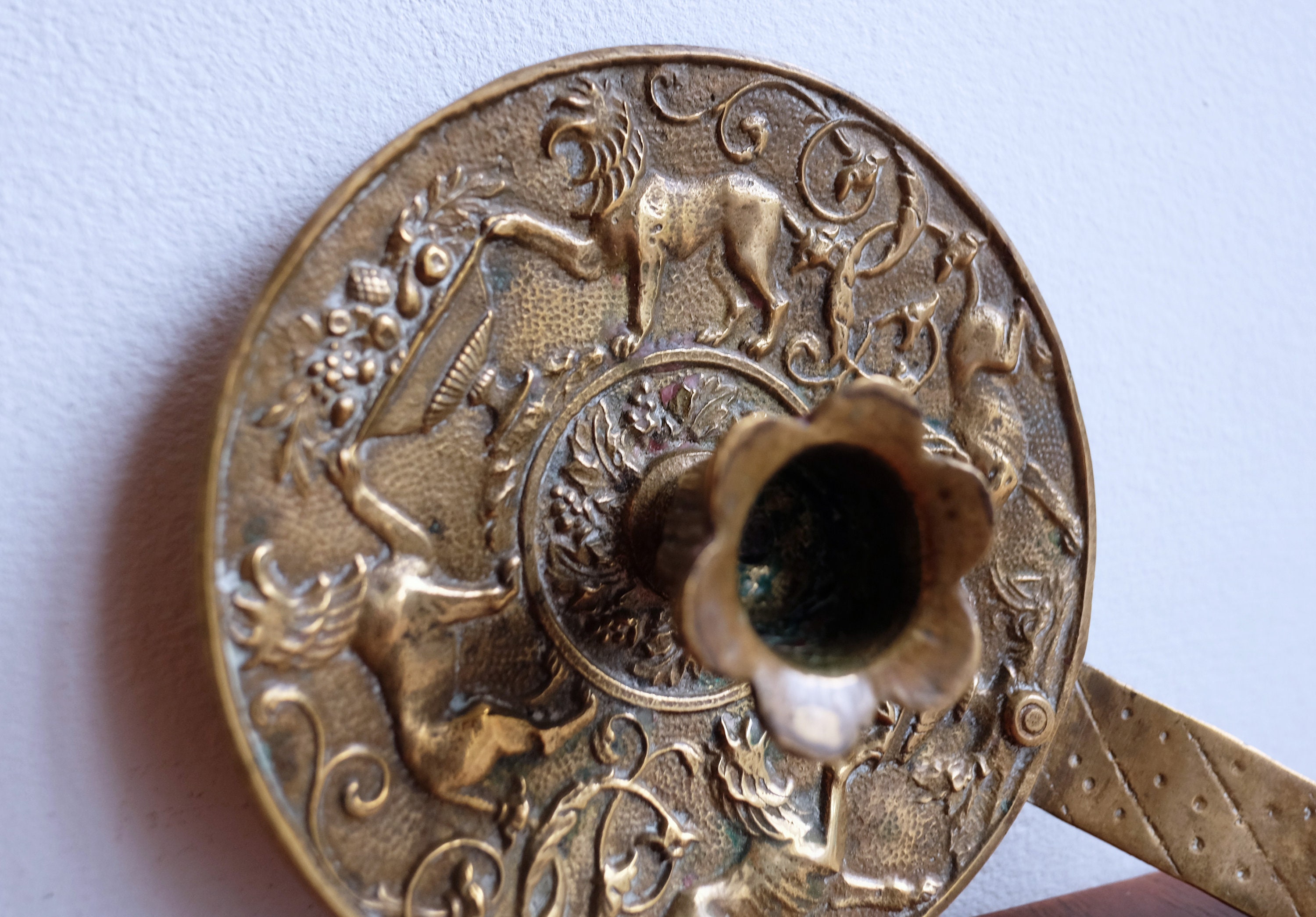 19th Century Brass Chamberstick With Flat Handle -  Canada