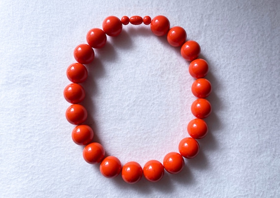 1950's Bright Orange Beaded Necklace - image 2