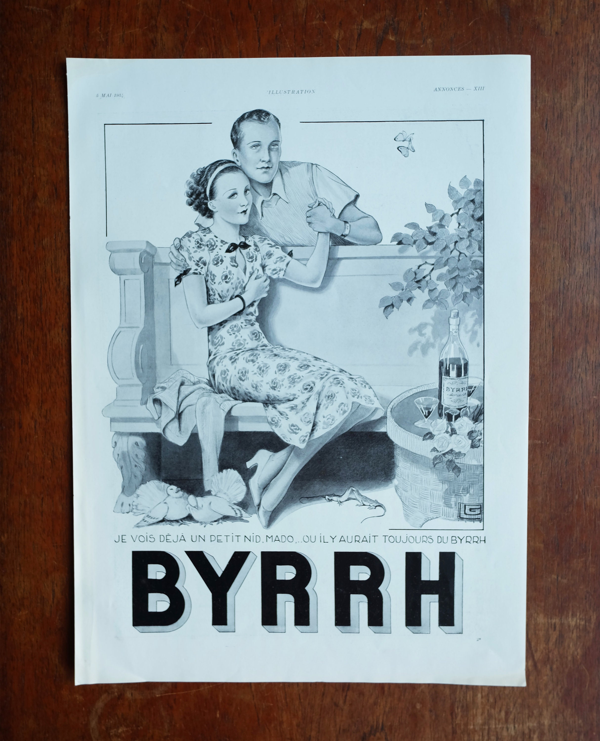 1930's Original Art Deco BYRRH Aperitif double sided French Print - A3 size