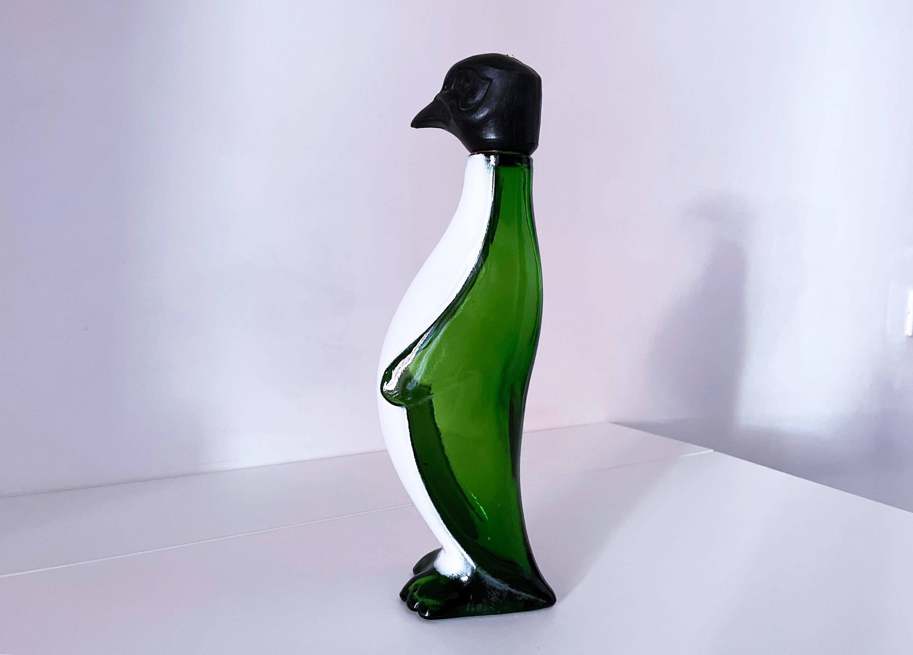 1960's Italian 'empoli Verde' Penguin Glass Bottle Decanter - Etsy