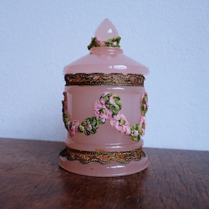 1950&#39;s Mid Century Pink Opaline Murano Glass small Vanity Jar