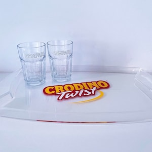 Kit De Verres Crodino – Service Pour 6 – Verre Et Aluminium – 200 Ml – Neuf