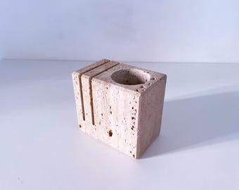 1970's Travertine Letter and Pen Holder by Enzo Mari for Fratelli Mannelli