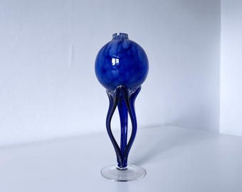 Jozefina Krosno Art Glass Jellyfish Oil Lamp Blue Made in Poland
