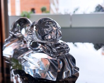 Large Crystal Glass Jaguar / Panther Figure Attributed to Baccarat