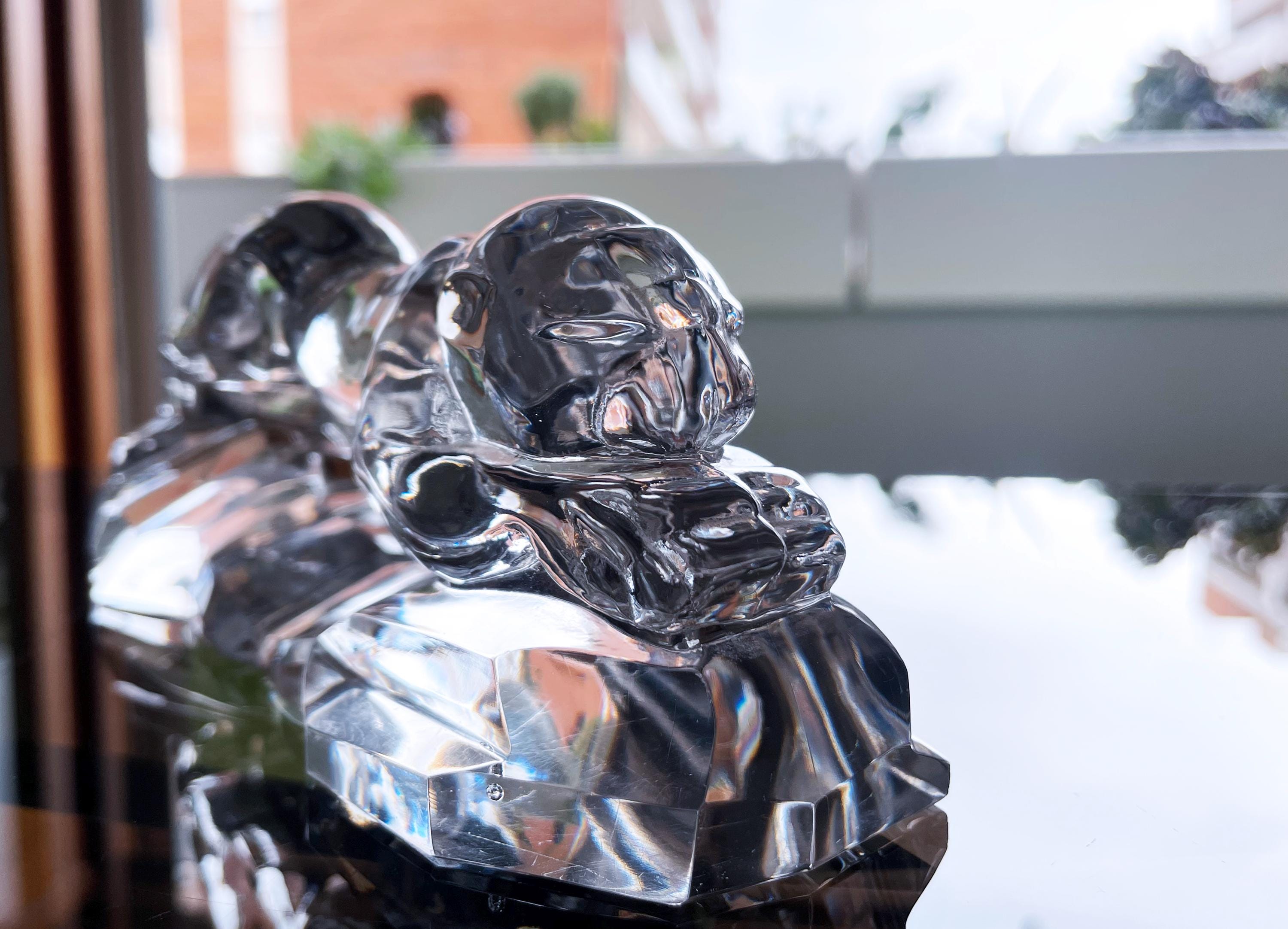 Large Crystal Glass Jaguar / Panther Figure Attributed to Baccarat