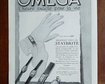 OMEGA 1930&#39;s Original Poster - French Illustration Magazine - Watches vintage advertising - A3 size
