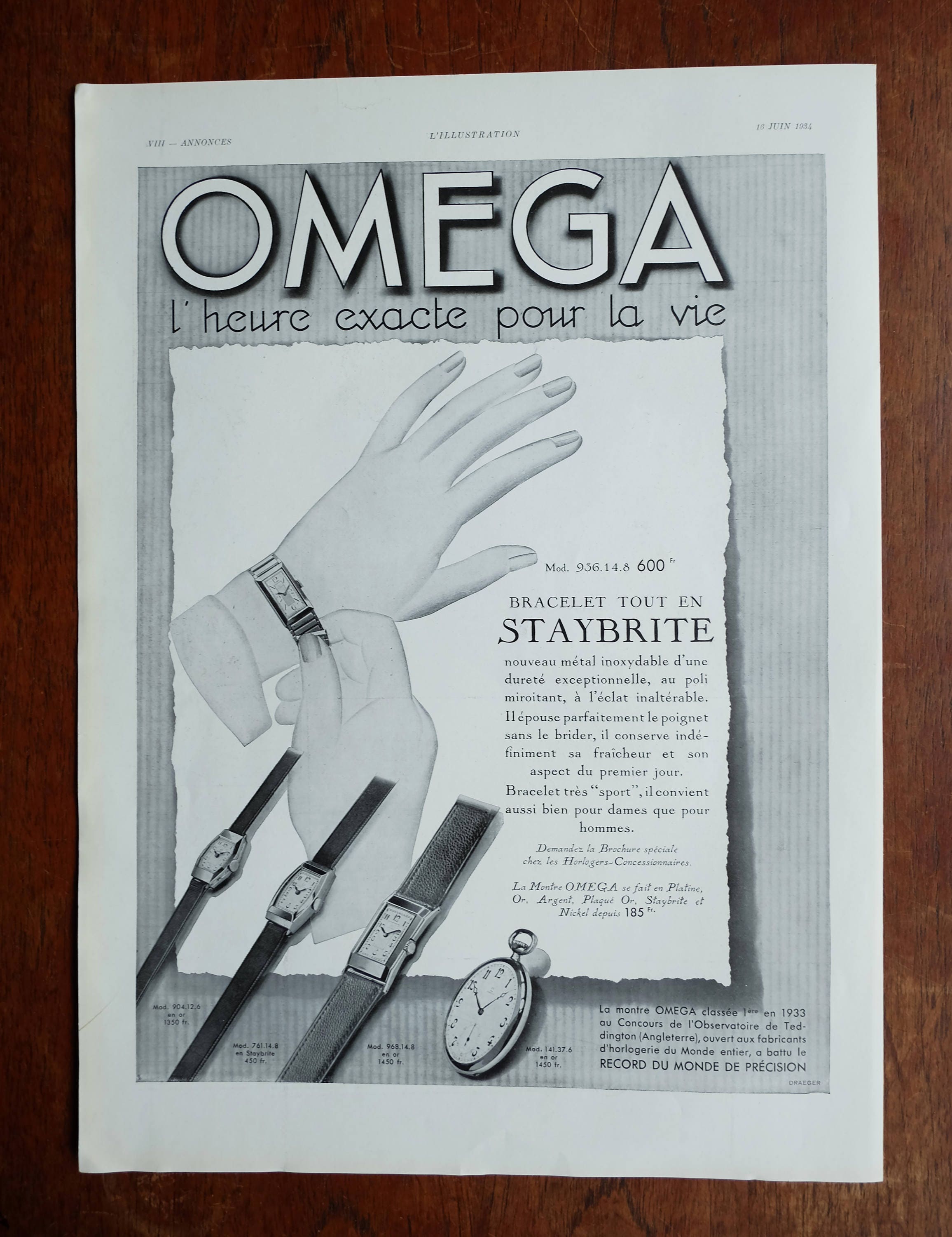フランス雑誌L'ILLUSTRATION広告 1930年OMEGAオリジナル Cartel original de OMEGA 1930 - French Illustration Magazine