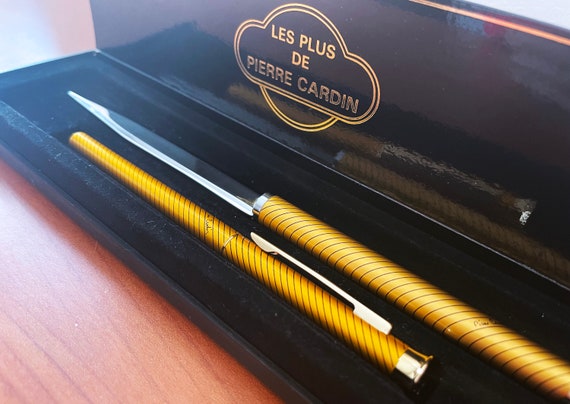 1990's Pierre Cardin Gilt-metal Ballpoint Pen / Letter Knife Set