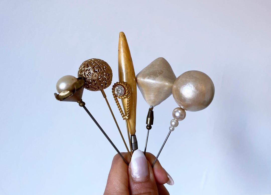 Set of 6 Antique and Vintage Hat Pins - Etsy