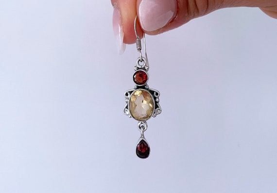 Art Nouveau Sterling Silver Crystal Stones and Ru… - image 4