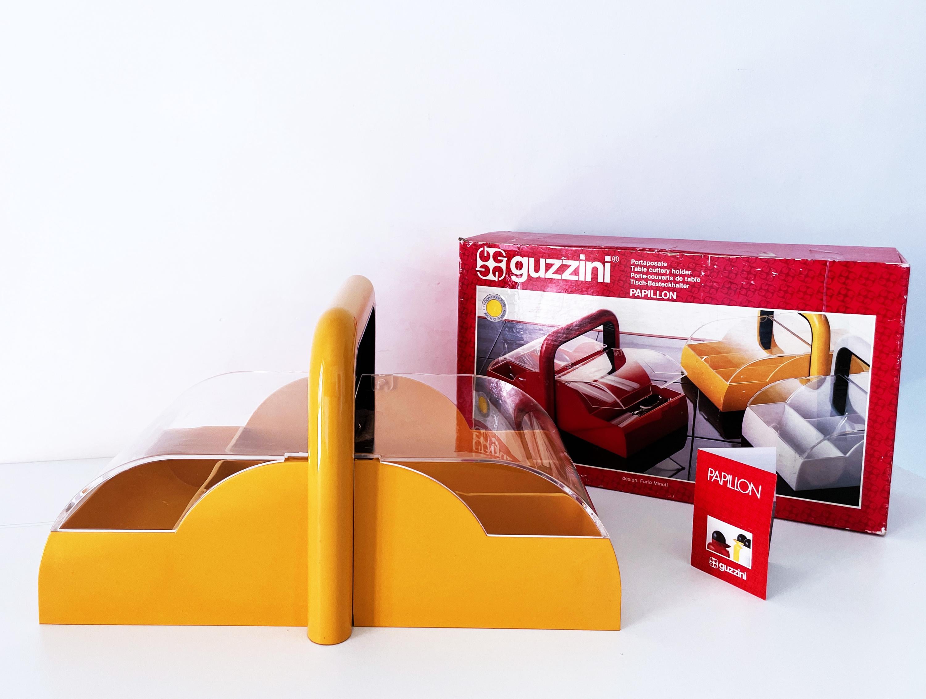 1980's GUZZINI Papillion Portable Cutlery Holder Designed by Furio