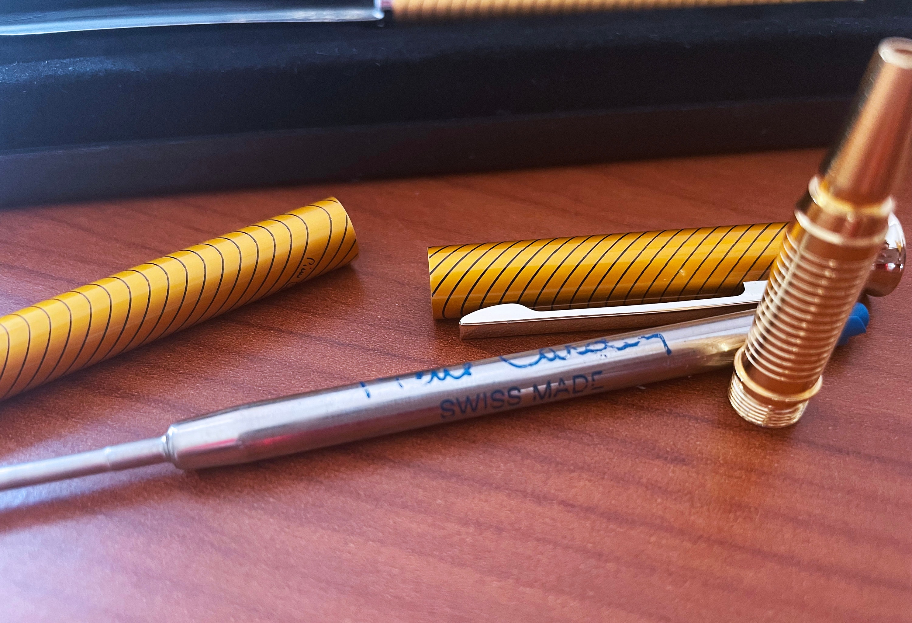 1990's Pierre Cardin Gilt-metal Ballpoint Pen / Letter Knife Set