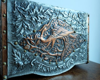 Arts & Crafts Box Hand-Crafted Metal, Copper, Brass with Phoenix