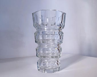 モーザー クリアガラス花瓶 ボヘミアン チェコ ヨーゼフ ホフマン作