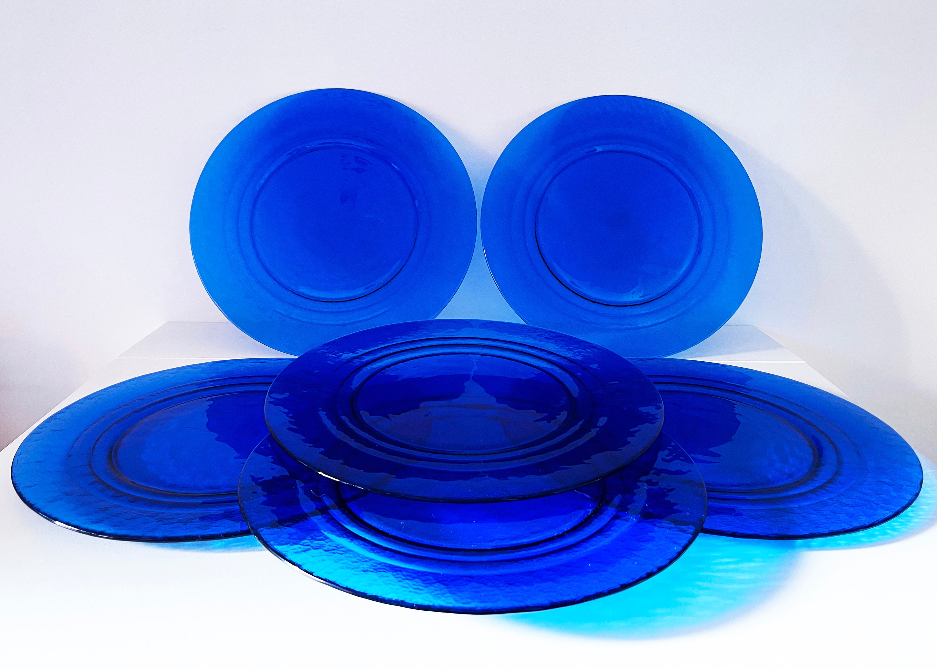 2 Sottopiatti In Vetro Verde Acqua - Artigianali Italiani, Diametro 33cm, Pezzi Unici - Foto 5