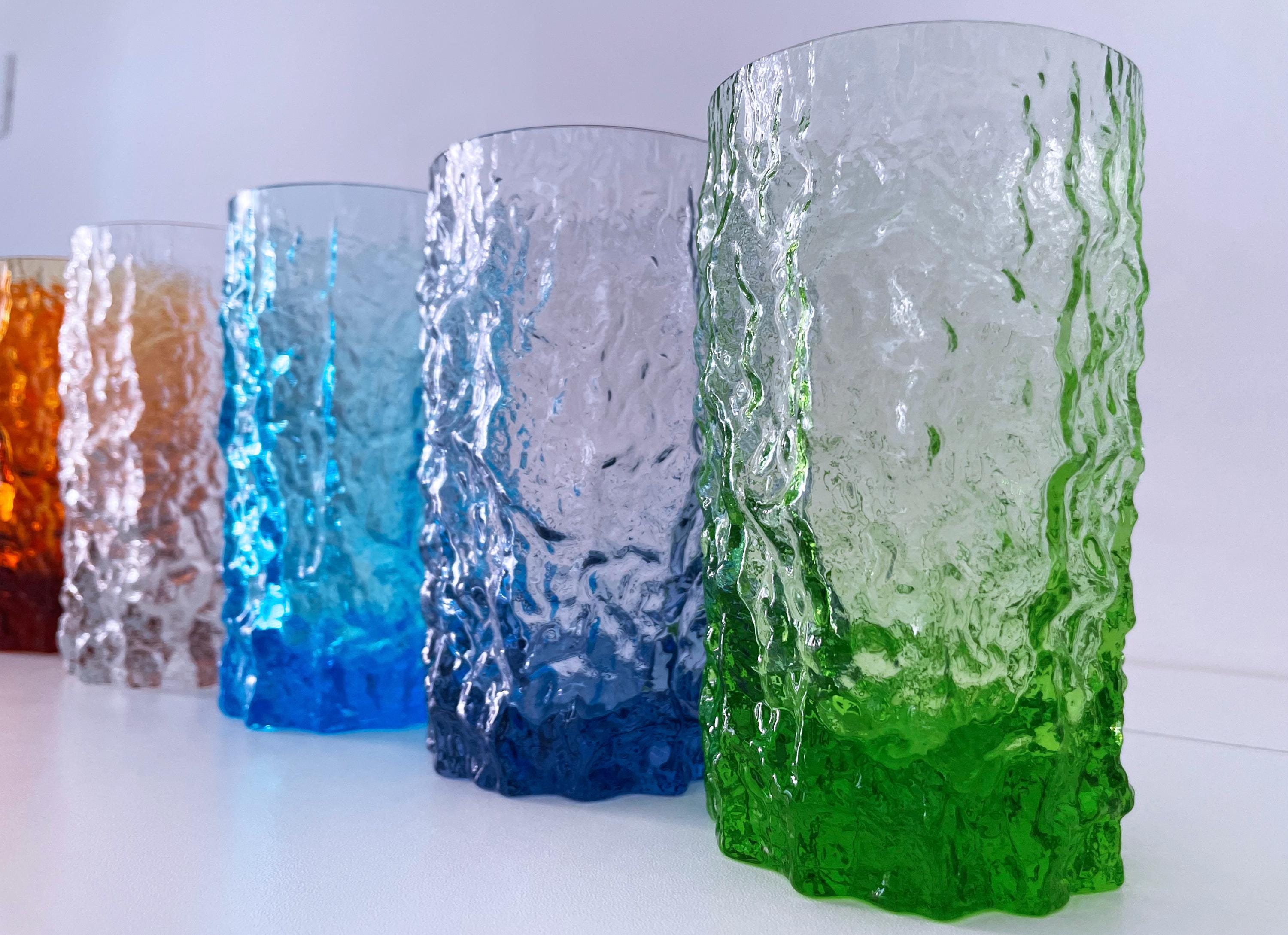 1960's Italian Textured Bark Highball Glasses in the Style of
