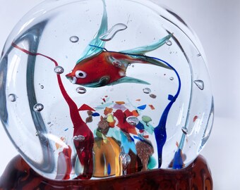 1960年代の本物のムラーノガラス製両面魚水槽彫刻 - イタリア - Etsy 日本