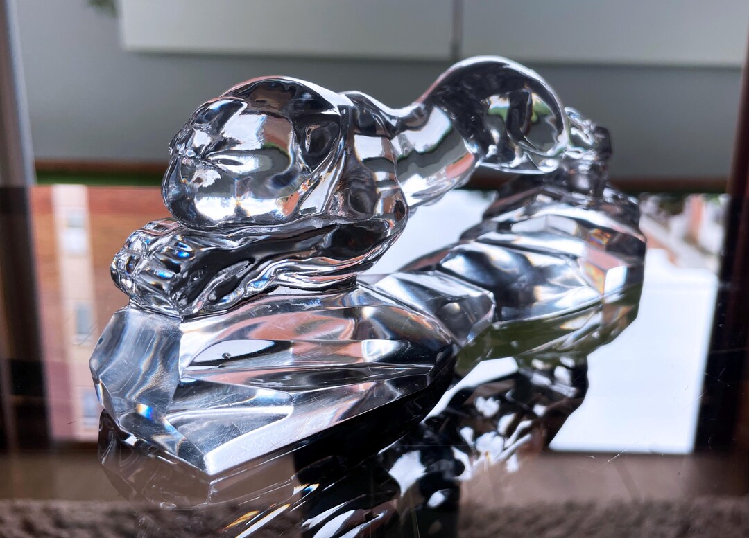 Large Crystal Glass Jaguar / Panther Figure Attributed to Baccarat