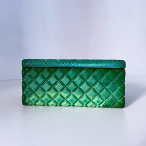 Scatola per sigarette/gioielli rettangolare in vetro malachite boho ceco anni '50