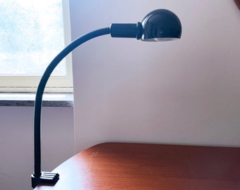 1970's Hebi gooseneck desk clamp lamp by Isao Hosoe for Valenti - dark brown