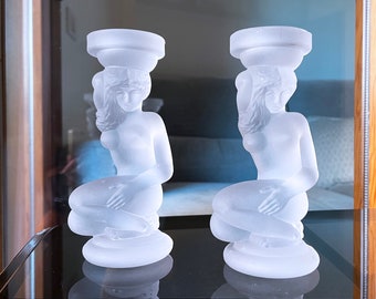 アールデコガラスキャンドルホルダー バイエル バカンテ フロステッド