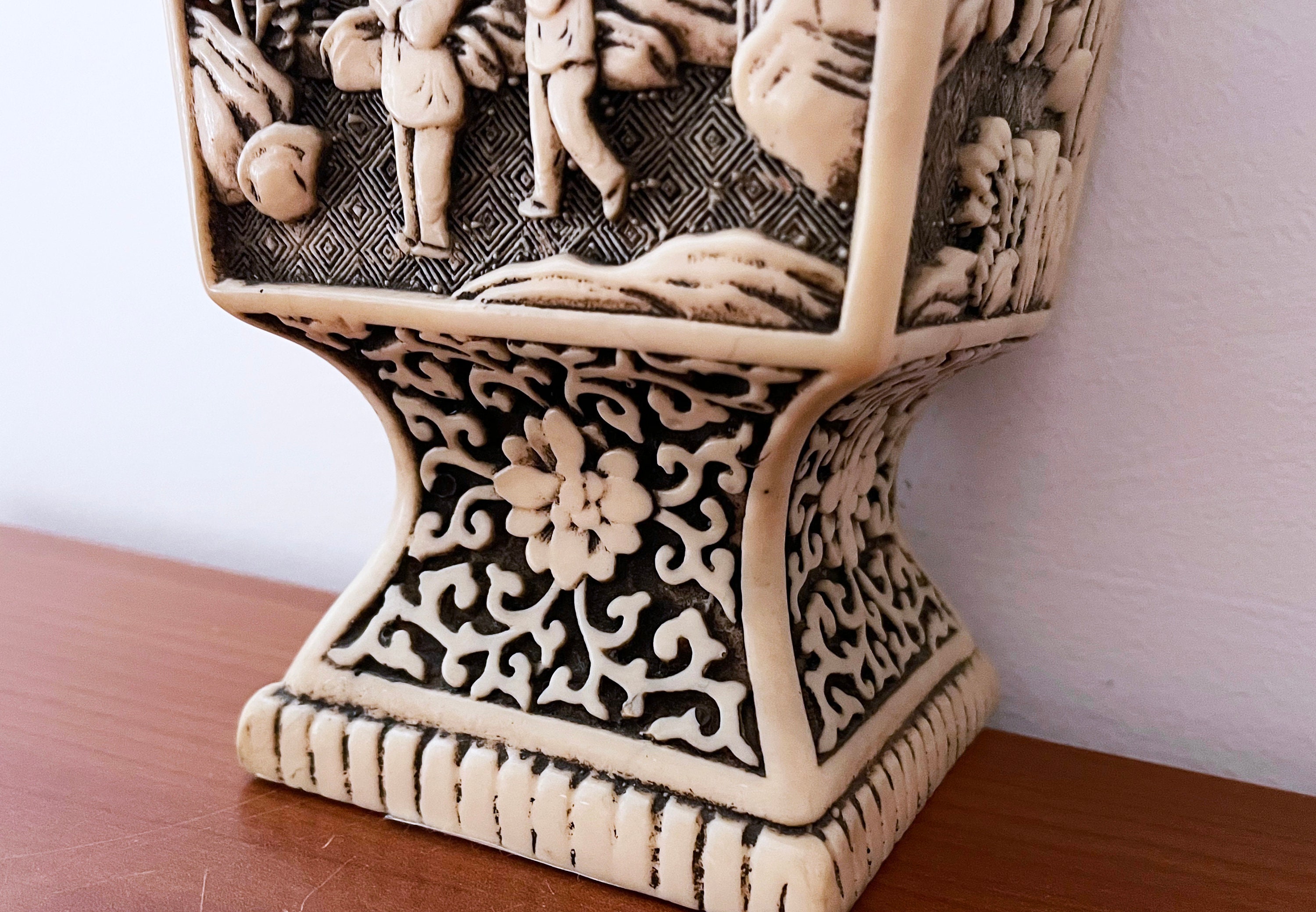 1940年代の中国彫刻の辰砂花瓶 - 高さ23.5 cm - Etsy 日本