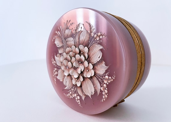 1950's Mid Century Italian Murano Pink Opaline Glass Trinket Box