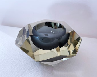 1960's Murano Faceted Sommerso Ashtray by Flavio Poli for Seguso