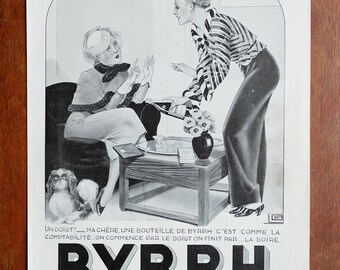 1930&#39;s Original Art Deco double sided French Print / Byrrh Aperitif + Castrol - A3 size