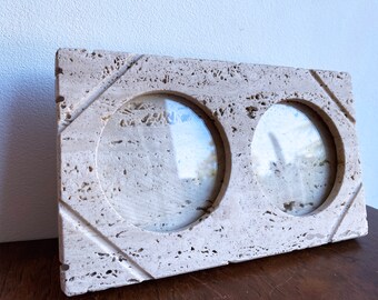 1970's Mid-Century Travertine Double Picture Frame by Fratelli Mannelli - 24 cm