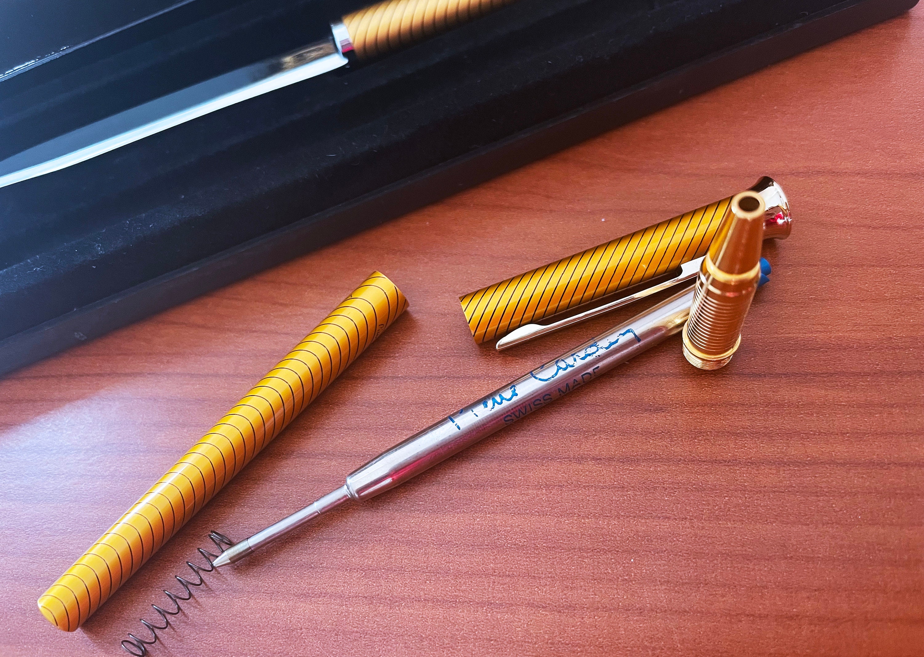 1990's Pierre Cardin Gilt-metal Ballpoint Pen / Letter Knife Set