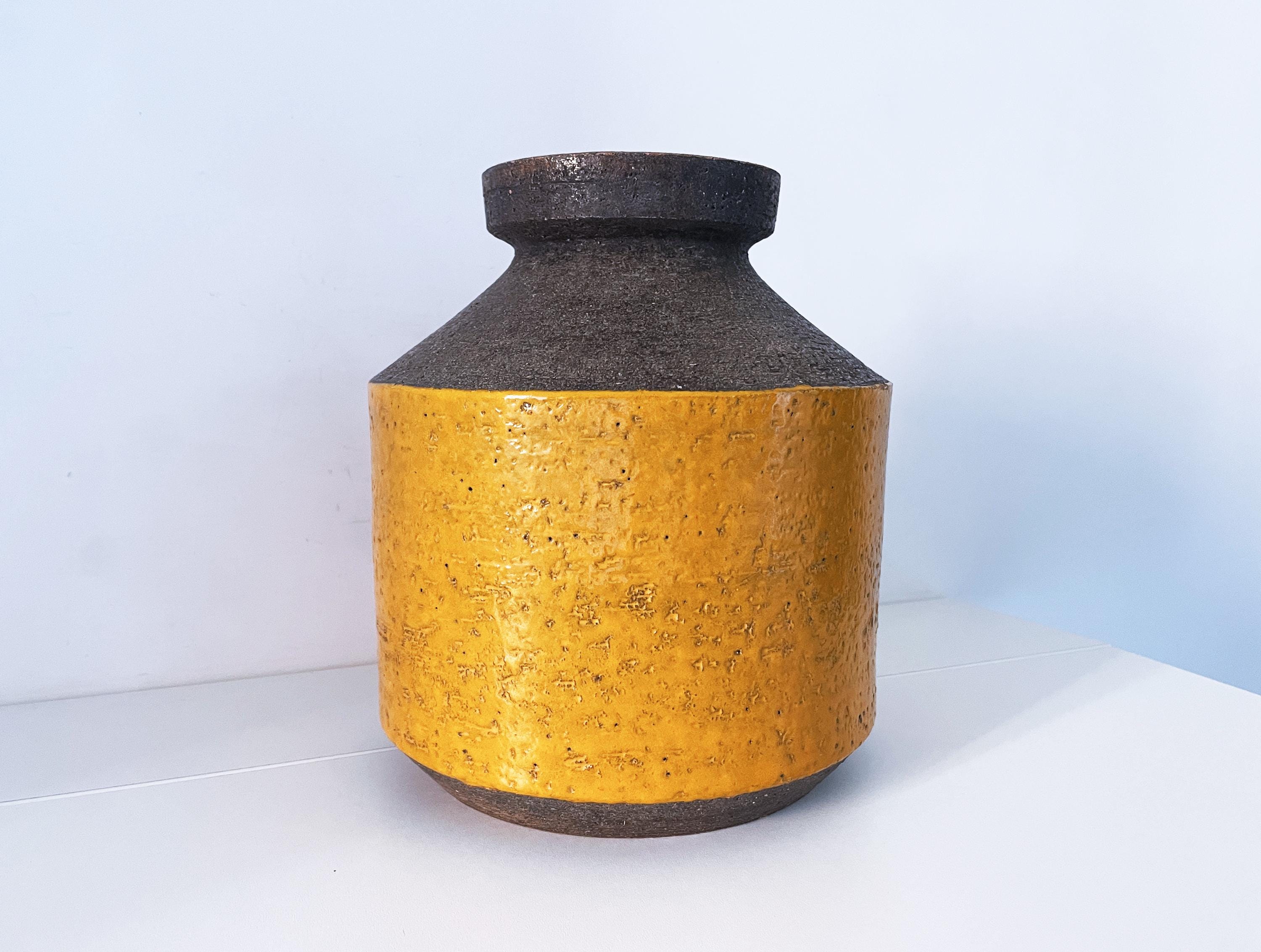 1950's Large Cylindrical Ceramic Vase Designed by Aldo Londi for