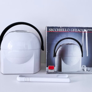 1970&#39;s Italian &quot;Rainbow&quot; Ice Bucket and Tongs designed by Grazia Fiocco for Biesse