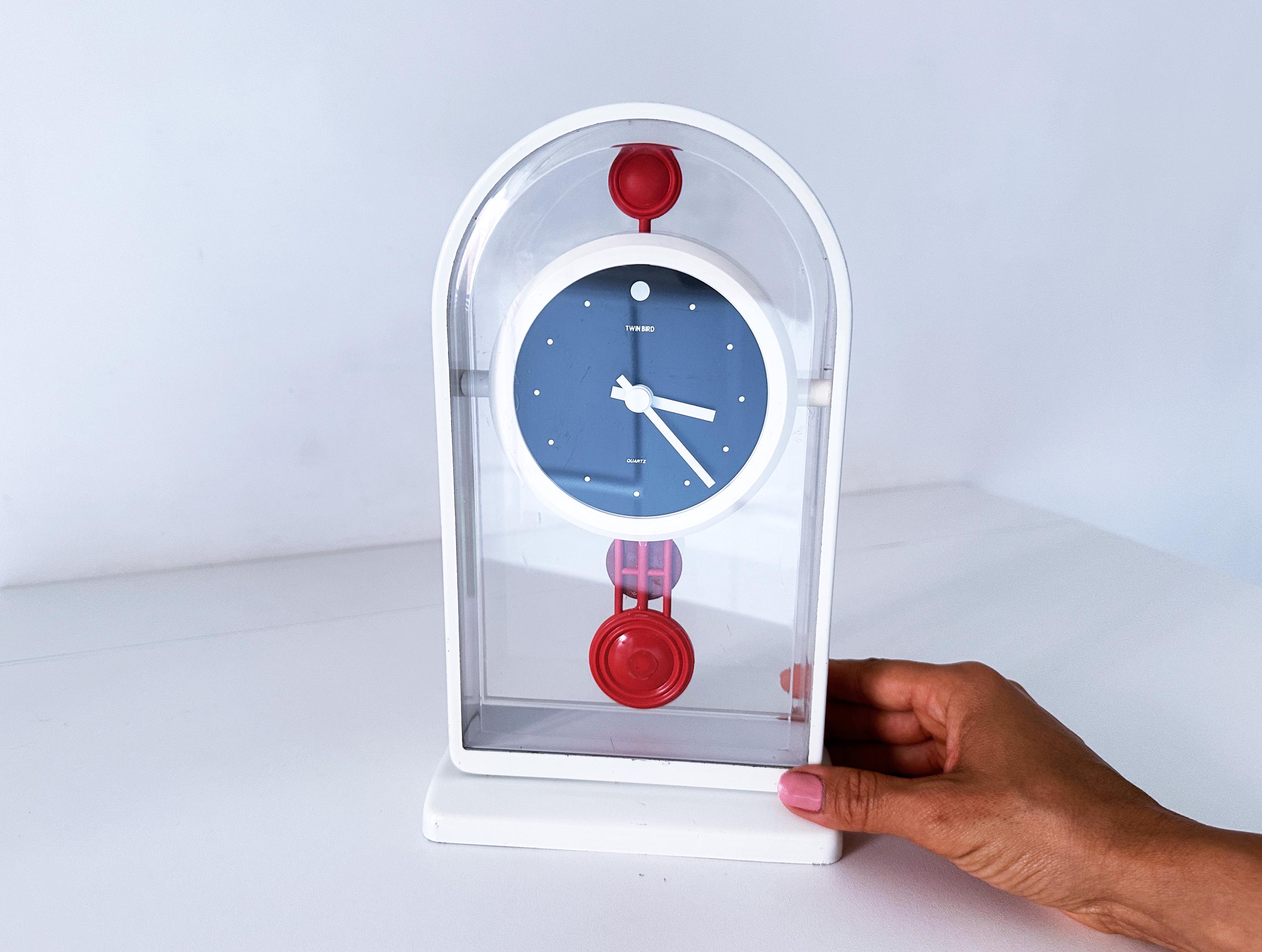 1980's Japanese 'twinbird' Memphis-inspired Quartz Pendulum Desk
