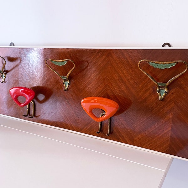 An original 1950's Italian Coat Rack with 5 Hooks