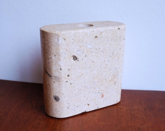 Mid Century Italian Marble Granite Candle Holder