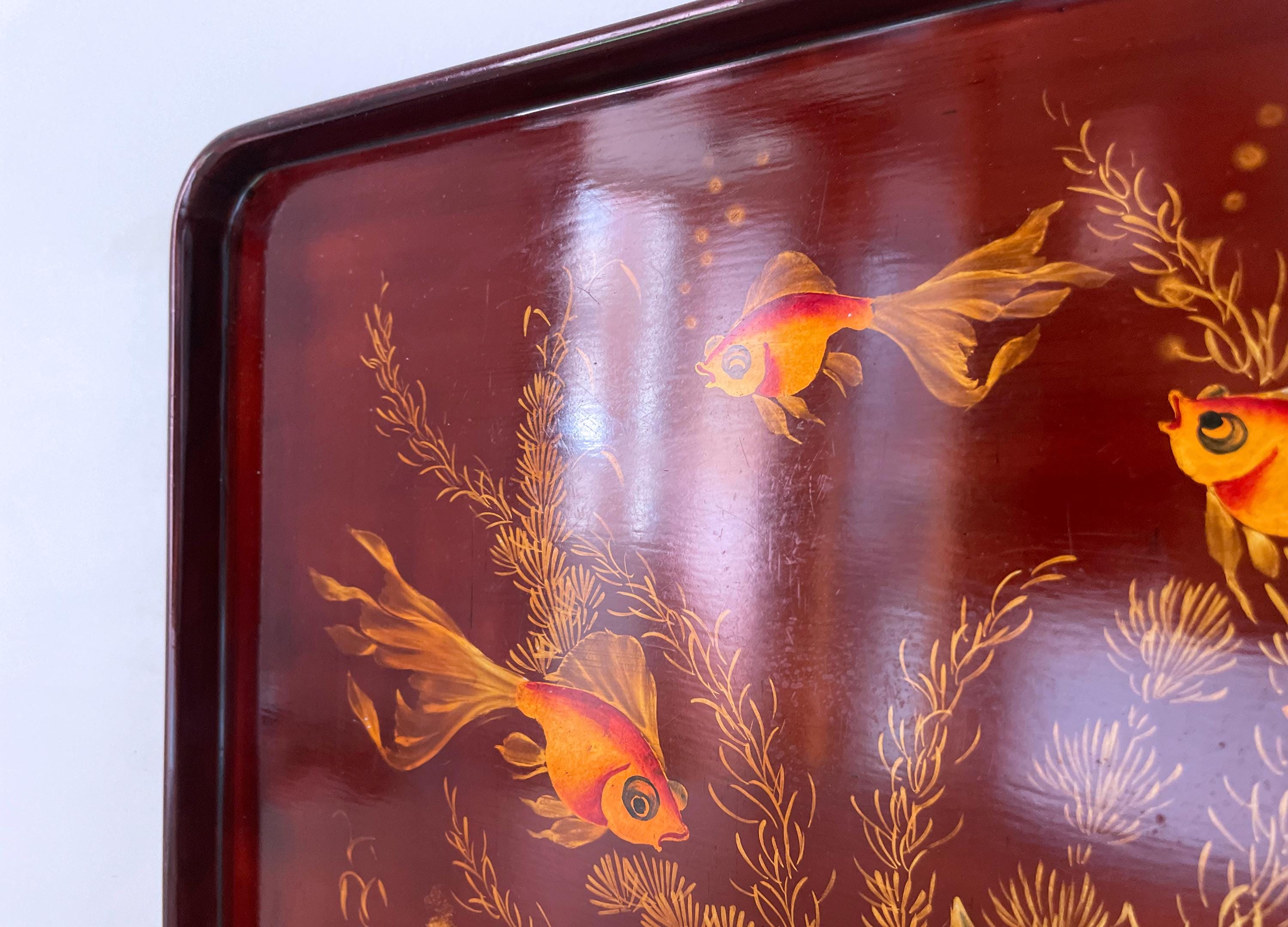 1950's Vietnamese Lacquered Tray Depicting Maison THANH LE