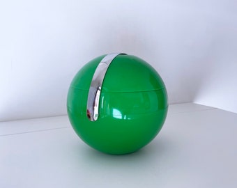 1980's Ball-Shaped 'Stella' Green Ice Bucket by Paolo Tilche for Guzzini