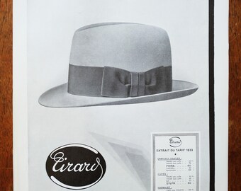 1930's Original Art Deco double sided French Print / Tirard Hats + Silimat - A3 size