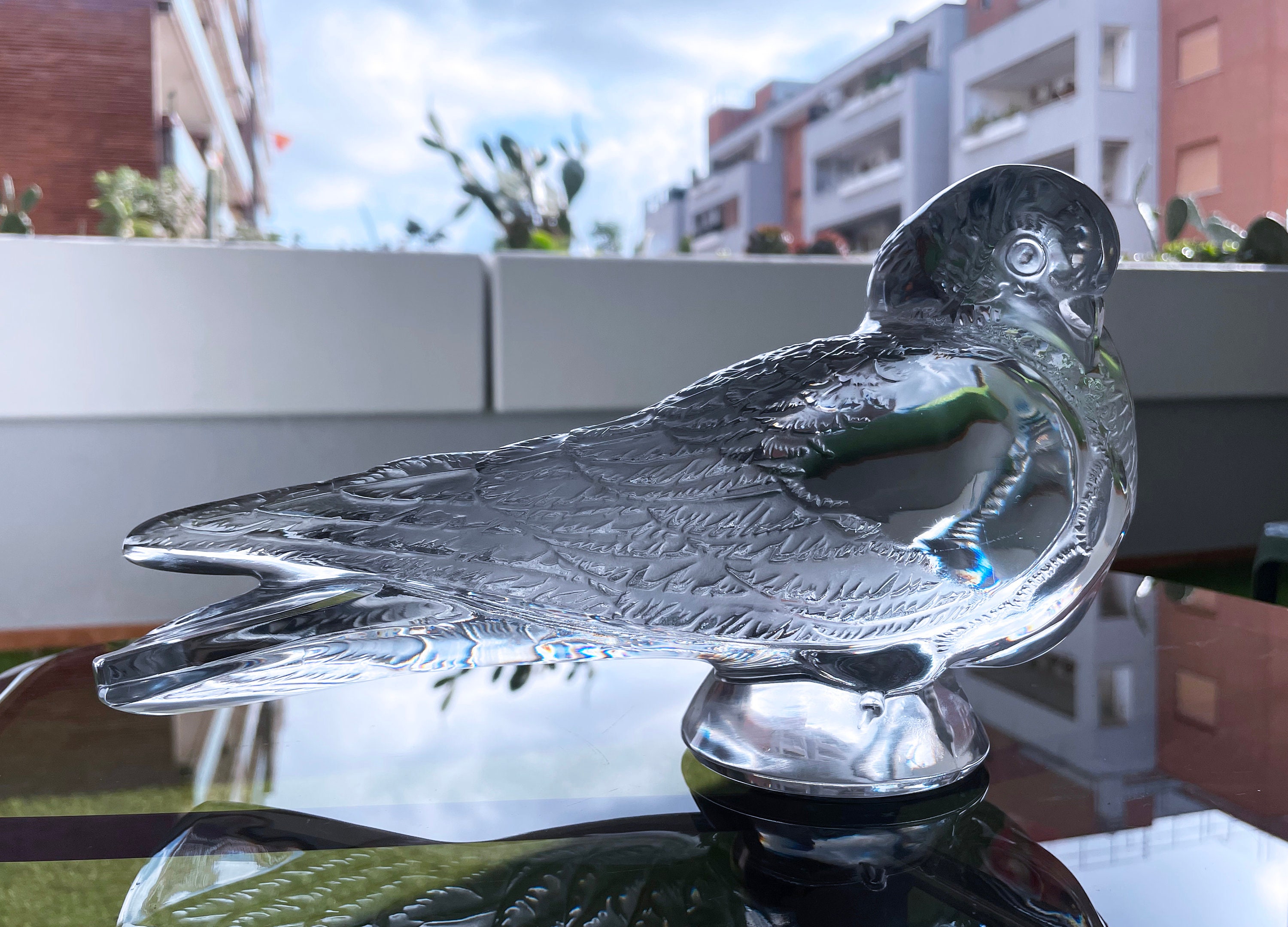 Lalique バガテル　葉と鳥の彫刻 花瓶 LALIQUE CRYSTAL BAGATELLE VASE Clear Crystal Frosted Birds