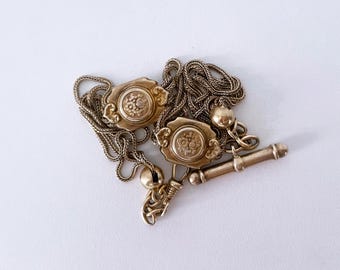 Victorian Gold-filled Floral Albertina Watch Chain - 23 grams